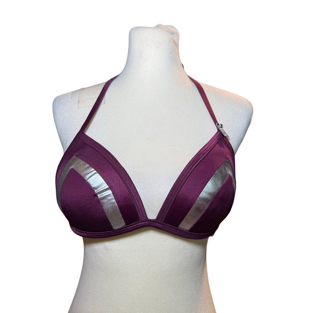 Victoria's Secret PINK Purple Metallic Accent Triangle Bikini Top, Medium, NWT
